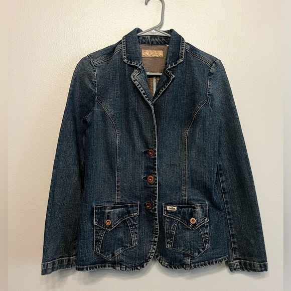 Levi Strauss Signature Jackets & Blazers - Y2K Levi's Womens Small Blue Wash Denim Jean Blazer Jacket Flare Vintage